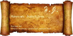 Havran Jusztina névjegykártya